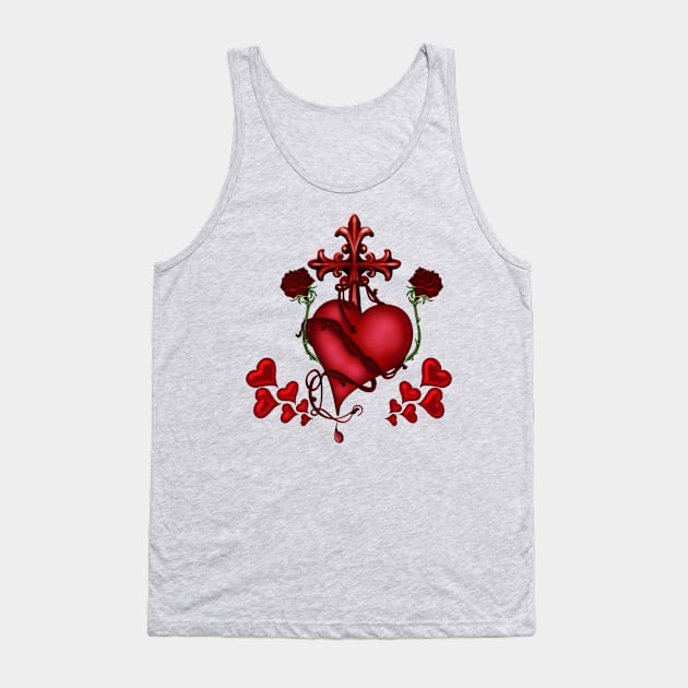 Wonderful heart with cross and roses Tank Top by Nicky2342